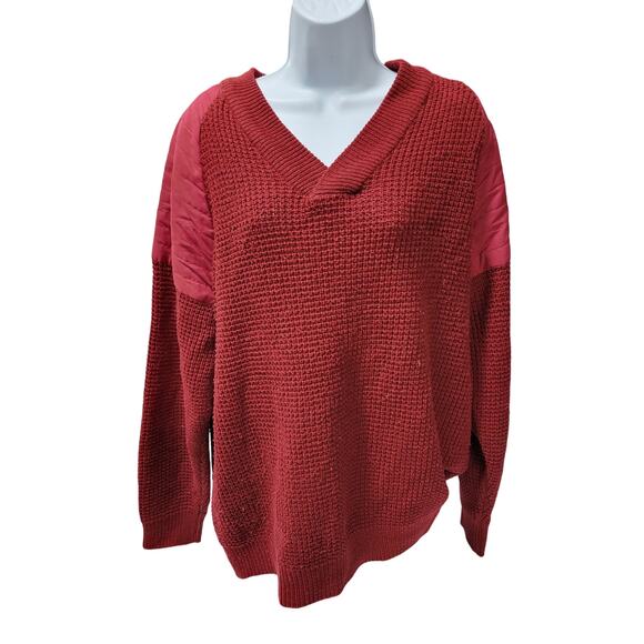kuk dong Sweaters - VTG Vraiment Kuk Dong 1970s Womens L burgundy red Sweater v neck  long sleeve